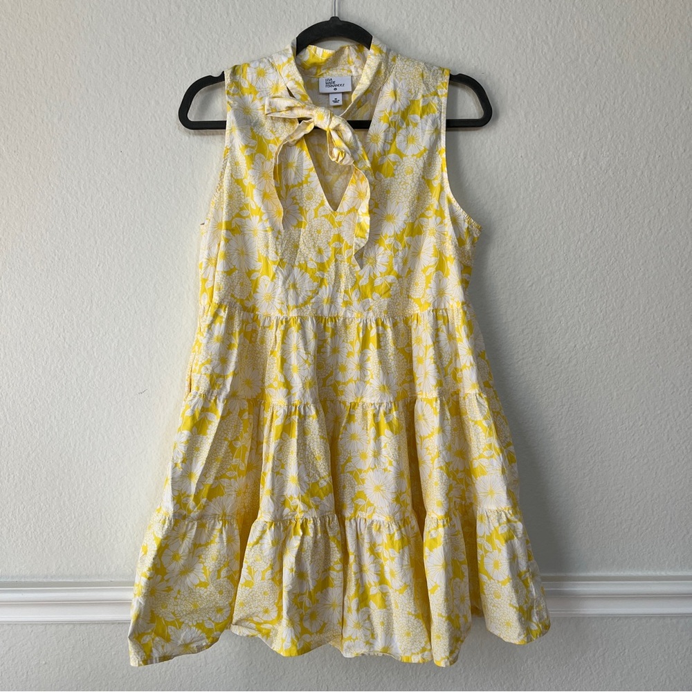 Lisa Marie Fernandez x Target‎ Yellow Floral Tie Neck Cotton Mini Dress M